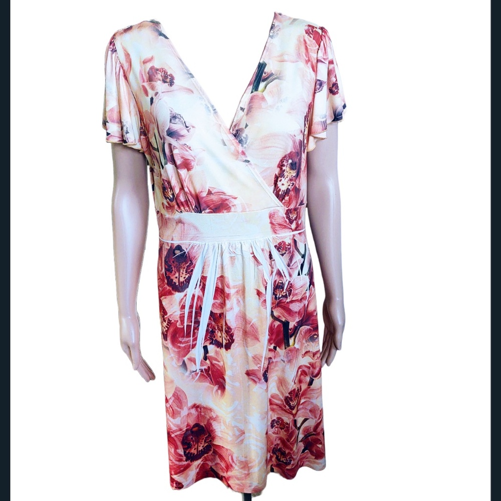 Women's Fresh of LA Floral Dress Silky Poly/Spandex Blend Spring/Summer Large